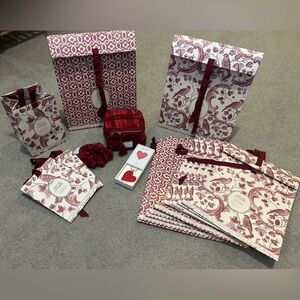 Sezane red velvet toiletry zip jewelry scrunchie heart keychain Antoinette gift